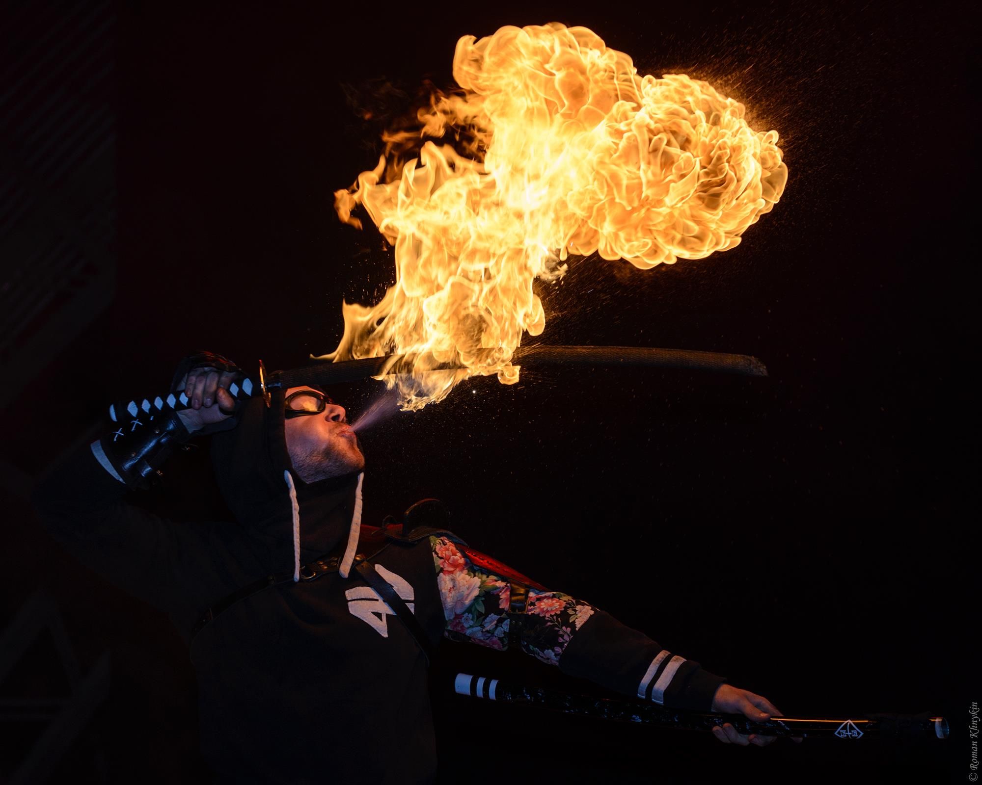 Fire breath with a katana, Fire Life Fest 2018